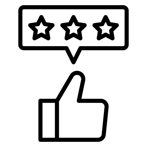 Icono de pulgar hacia arriba con 3 estrellas