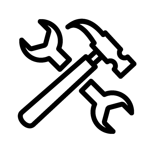 Martillo y llave inglesa en cruz